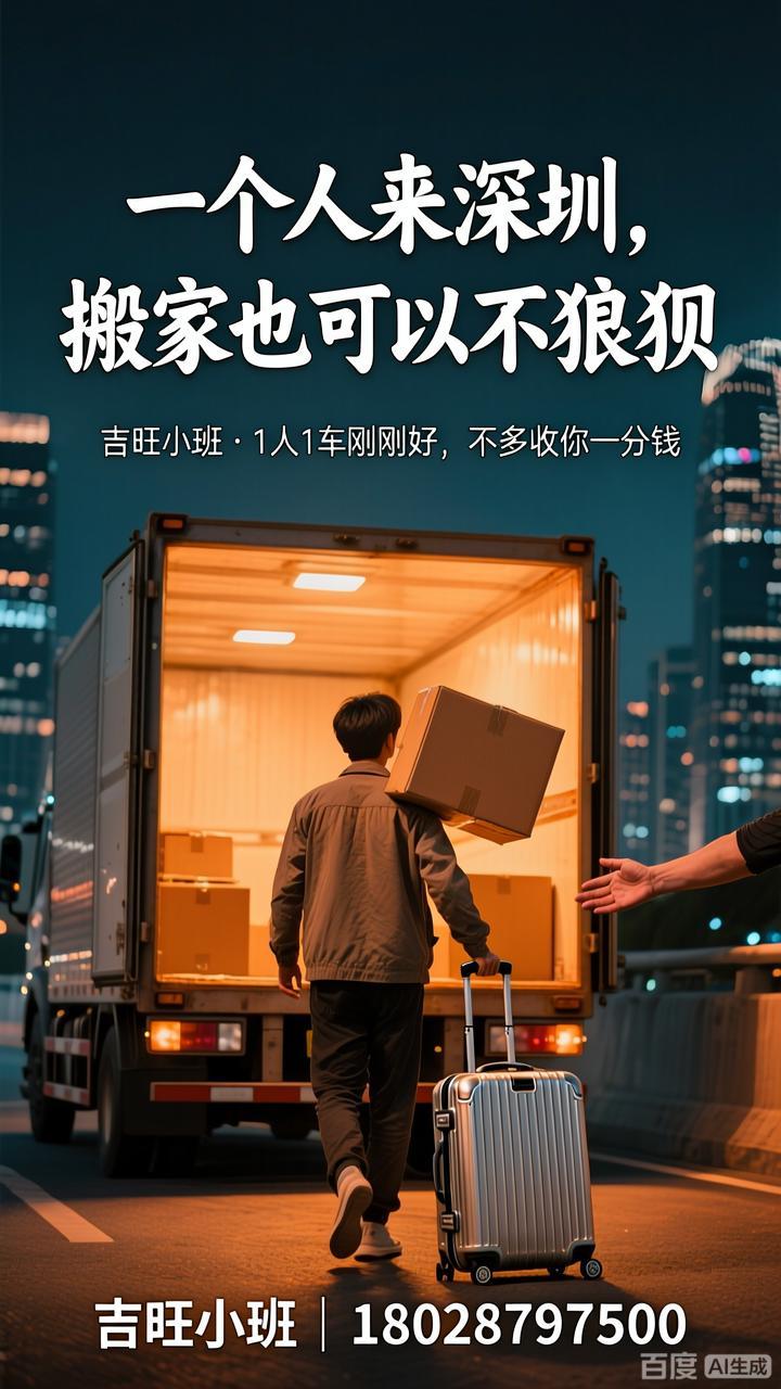 深圳一个人搬家怎么划算？拒绝大车浪费，吉旺小班小件搬家更省心
